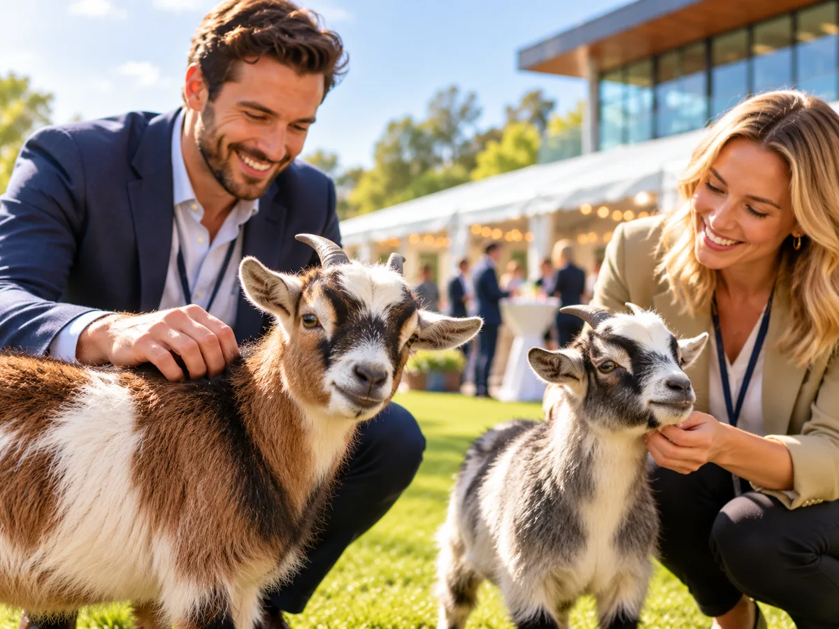 Pygmy goats at a corporate event