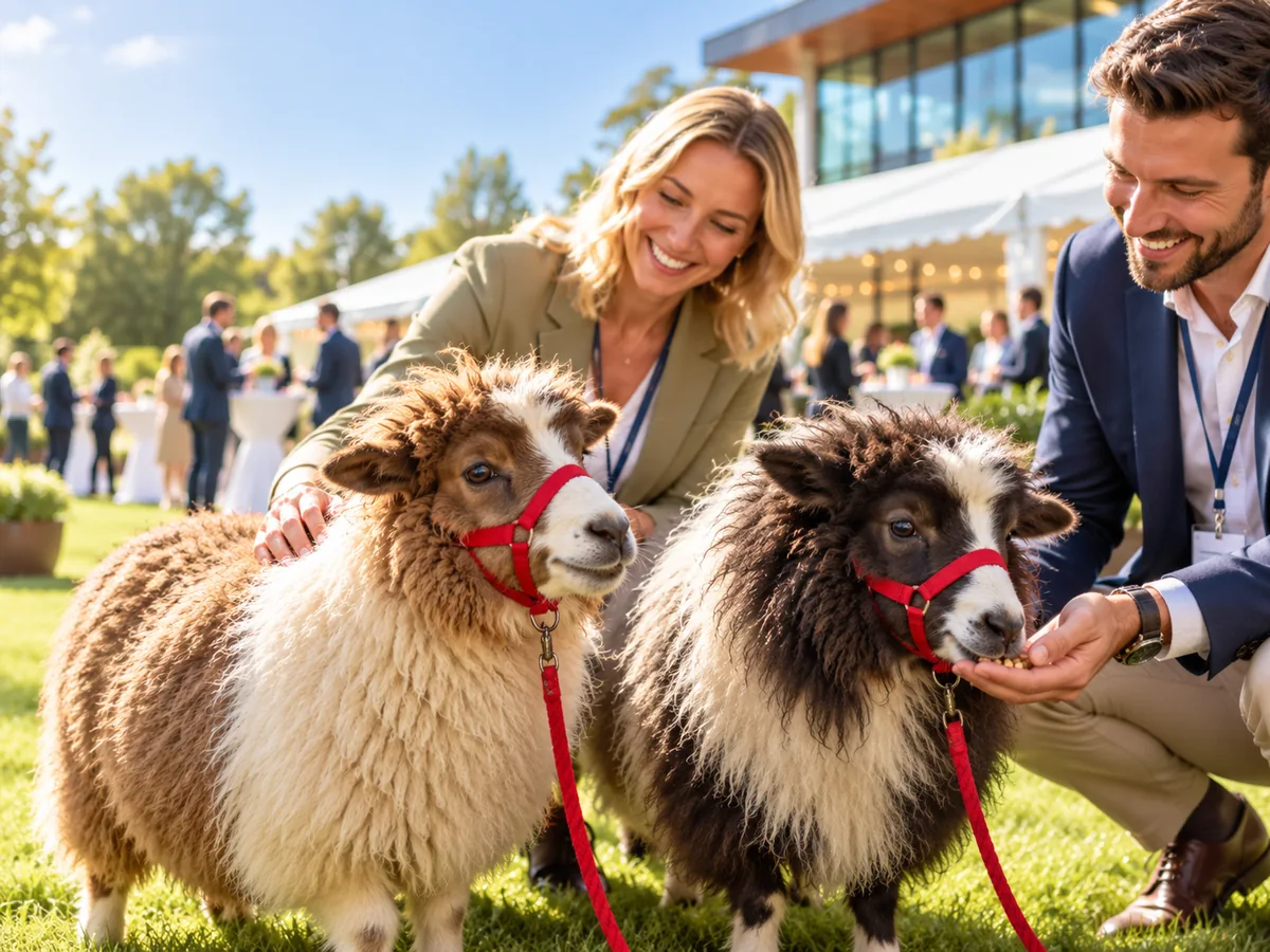 Shetland sheep at a corporate event